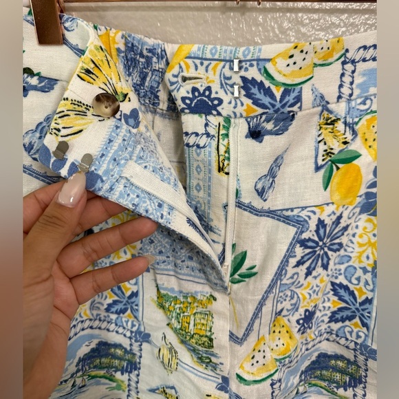 J. Crew Factory Printed elastic-back linen-blend pleated short - Picture 5 of 8